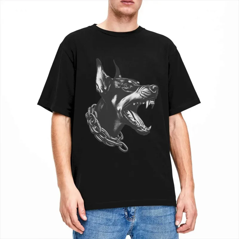 Oversized T-Shirt Doberman head Cotton T shirts angry dog tattoo hip hop tee shirt for adult Beach Y2K fun casual clothing