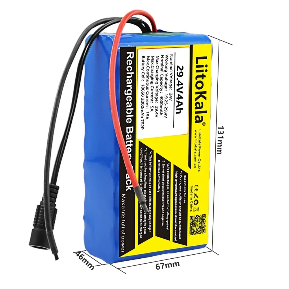 LiitoKala 29.4V12Ah/6Ah/8Ah/10Ah/4Ah 7S 24V 250W 350W Ebike battery electric bicycle battery 24V 20ah lithium battery