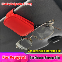 Sunglasses Holder is Suitable For Car Sunshades Magnetic Leather Sunglasses Clip Ticket Clip For Peugeot 508 207 3008 2008 308
