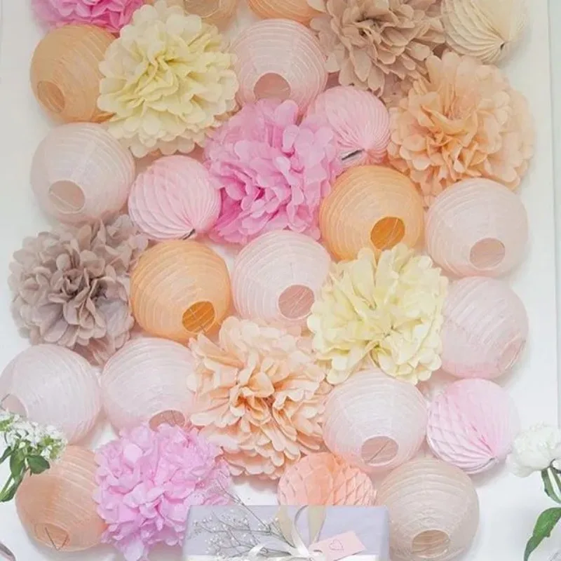 Party 15pcs 4,6,8 Inches 10cm 15cm 20cm Tissue Paper Pom Poms Artificial Flowers Ball Pompom Wedding Birthday Decoration Parties