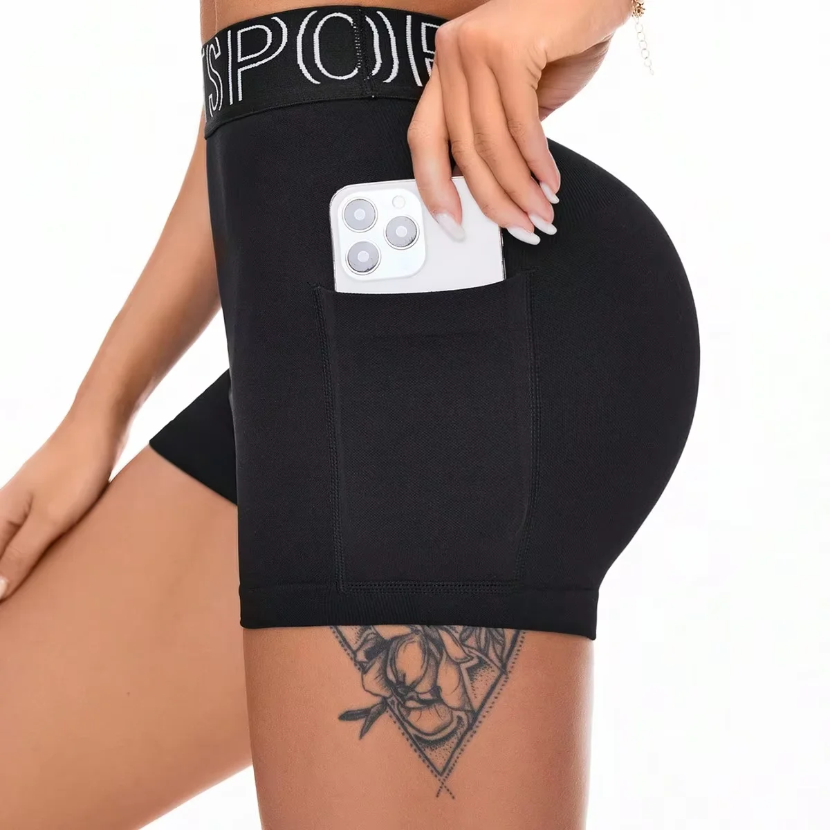 Women Workout Shorts,High Waisted Athletic Slim Fit Shorts Tummy Control Gym Yoga Biker Shorts with Side Pocket