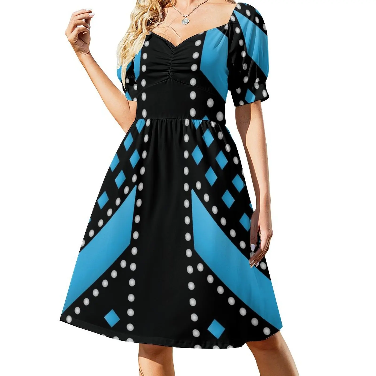 Seis teal alt traje vestido de manga curta roupas de baile vestido de verão vestido feminino coreano