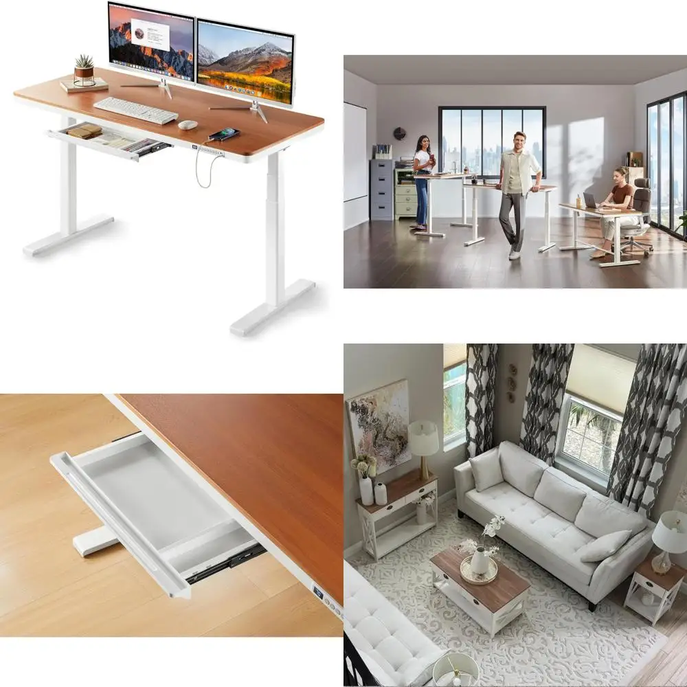 طقم غرفة معيشة بطاولة نهائية مكون من قطعتين - طاولات ليلية لغرفة النوم في المزرعة وطاولة صغيرة بجانب السرير وطاولة جانبية باللون الأبيض العاجي