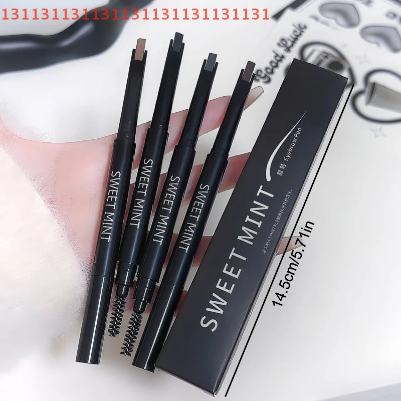 Lápis de sobrancelha 2 em 1 de aparência natural, lápis de sobrancelha de ponta dupla, de longa duração, à prova d'água, à prova de suor, maquiagem cosmética para iniciantes