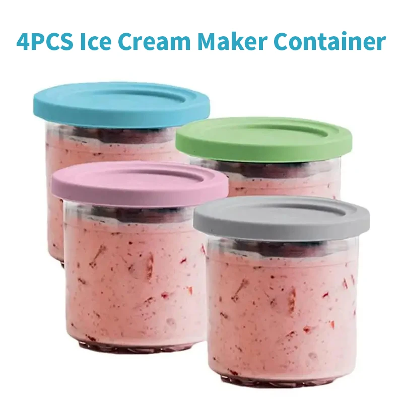 1 lot（4PC）Ice Cream Maker Container For Ninja Creami Pints 16oz Cups Compatible NC301 NC300 NC290 Serie Ice Cream Maker BPA-Free