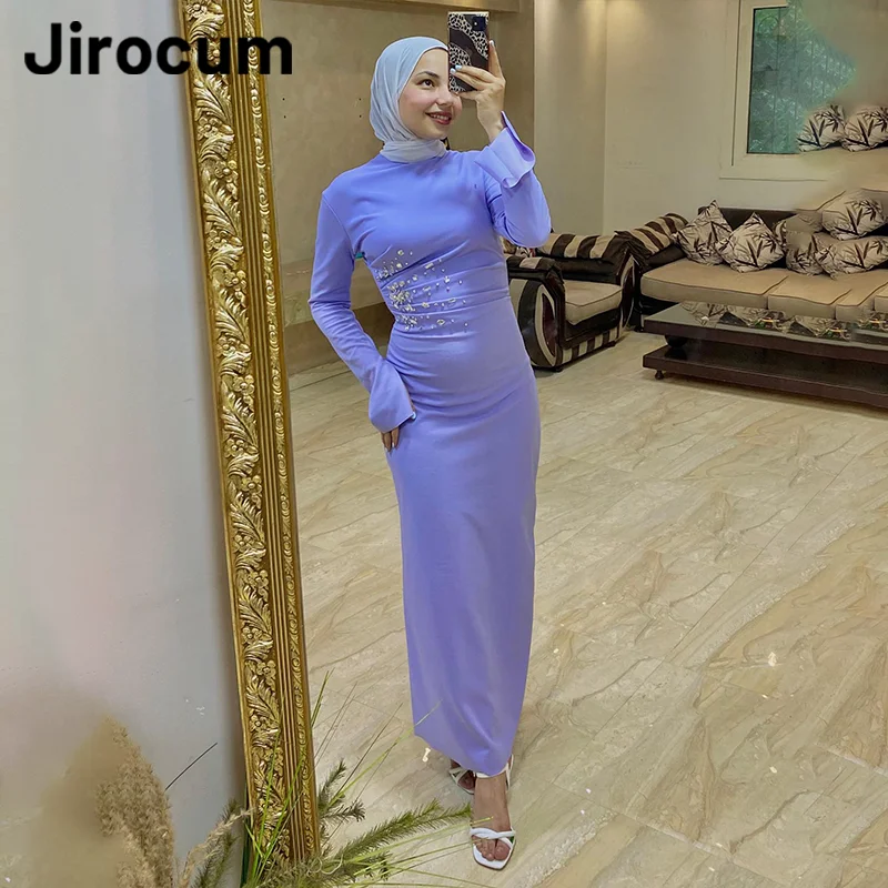 

Элегантное мусульманское платье Jirocum для выпускного вечера с длинным рукавом женское вечернее платье с круглым вырезом стандартное платье длиной до щиколотки для торжественных случаев