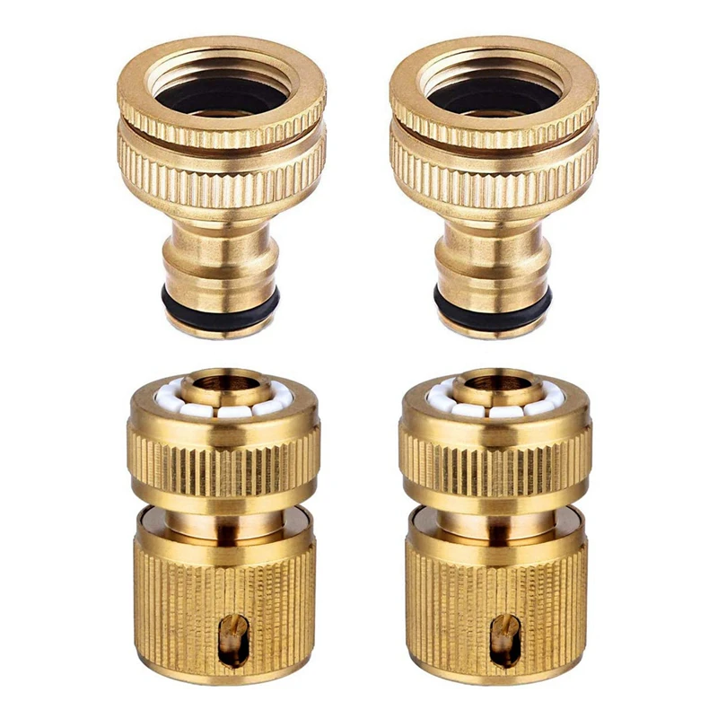 

New 4 Pieces Garden Hose Tap Connector 1/2 Inch And 3/4 Inch Size 2-In-1 And 1/2 Inch Hose Pipe Quick Connector