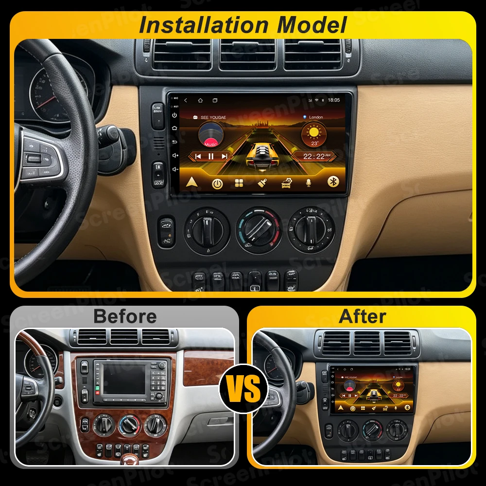Android 16 For Mercedes Benz M-class Ml W163 1998-2006 Car Radio Stereo Head Unit Multimedia Video Player GPS Navigation 2K QLED