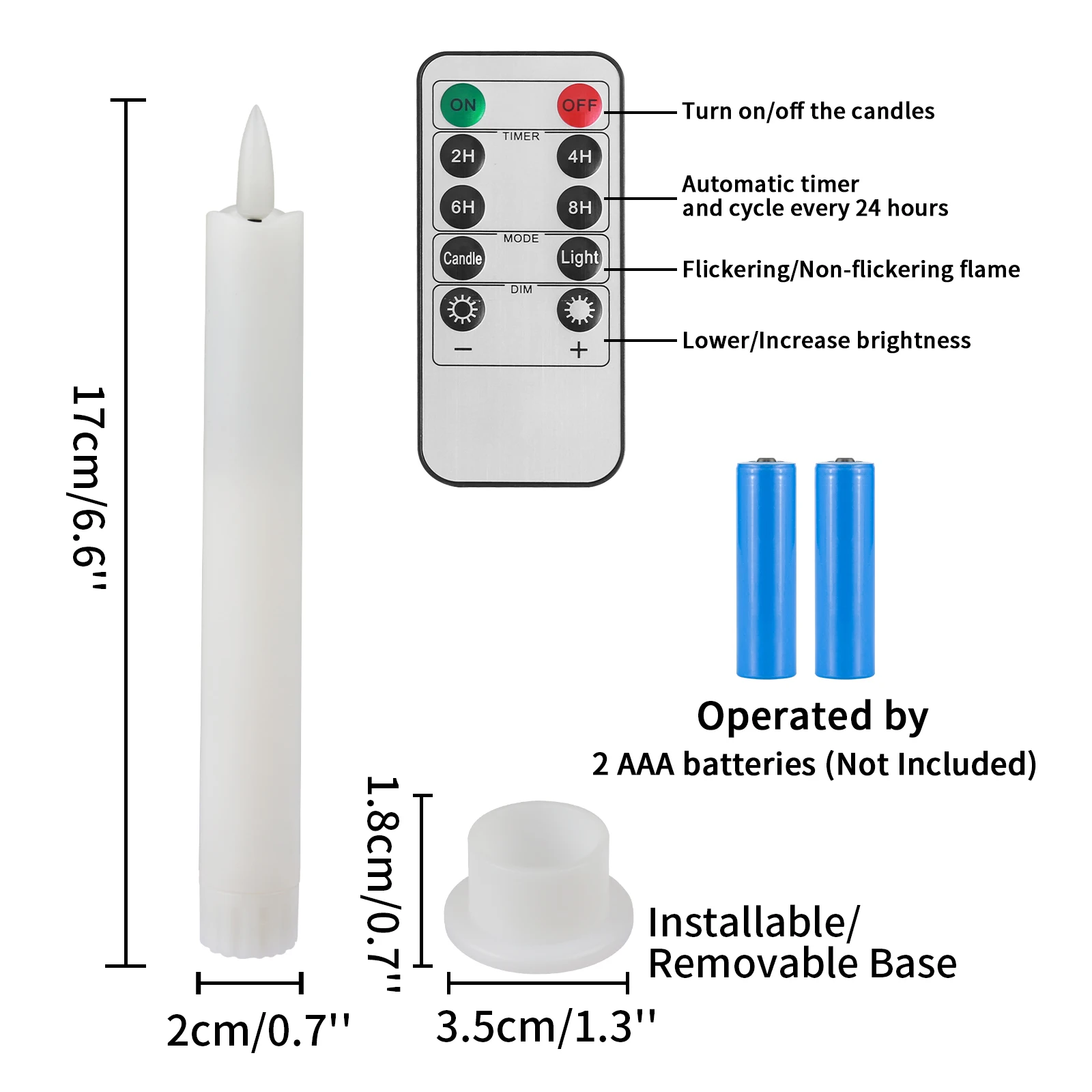 Flameless Taper Candles LED Flickering Candlesticks Battery Operated with Remote Timer Table Candle for Party Wedding Home Decor image 5