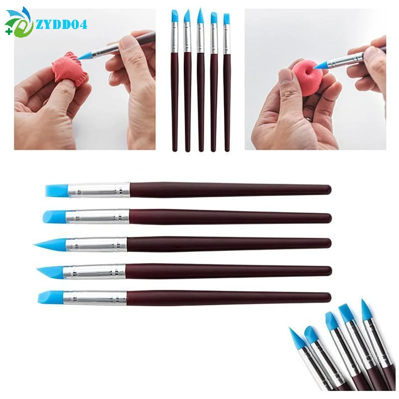 ●Silicone Clay Sculpting Tool Set 5/10Pcs Modeling Dotting Pen Brush Nail Art Pottery DIY Carving Tools