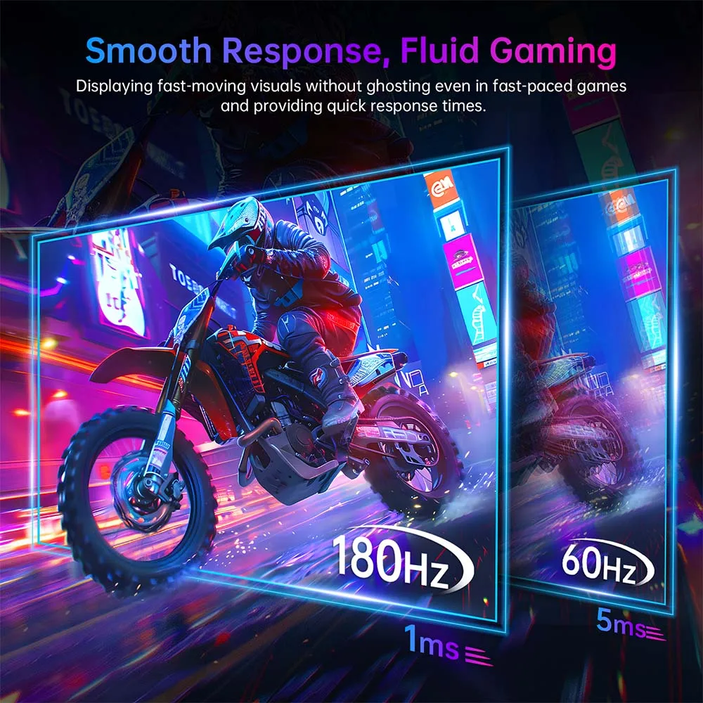 Monitor para Juegos Ktc H24F8 de 23.8» 1920*1080 16:9, Pantalla IPS Rápida, Frecuencia de Actualización de 180Hz, Tiempo de Respuesta de 1ms, Relación de Contraste de 1000:1, HDR10 3
