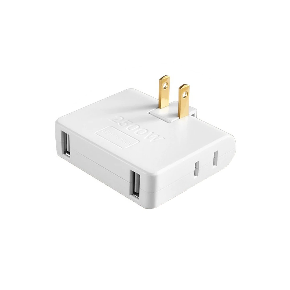 180 Degree Extension Plug USB Adapter 2-prong Swivel Socket Converter US Plug 1 to 3/4 Ways Power Socket Multi-function Plug