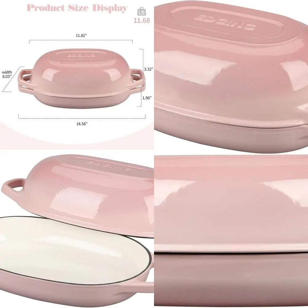 

Овальная эмалированная чугунная голландская духовка, 5 литров, розовая, идеально подходит для выпечки хлеба на закваске