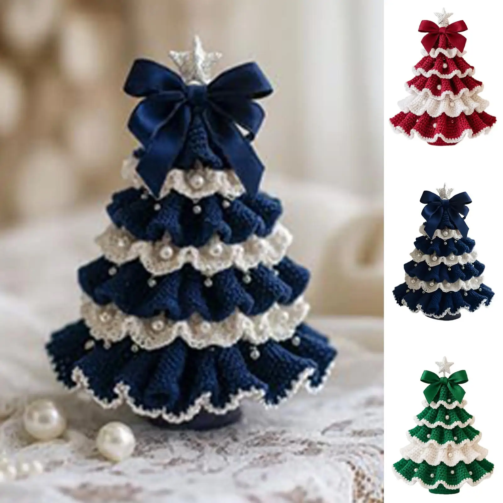 

Упаковка материалов DIY Вязаный крючком Набор для рождественской елки Не готовый комплект материалов для рождественской елки ручной работы Лук Жемчужный набор для рукоделия для начинающих