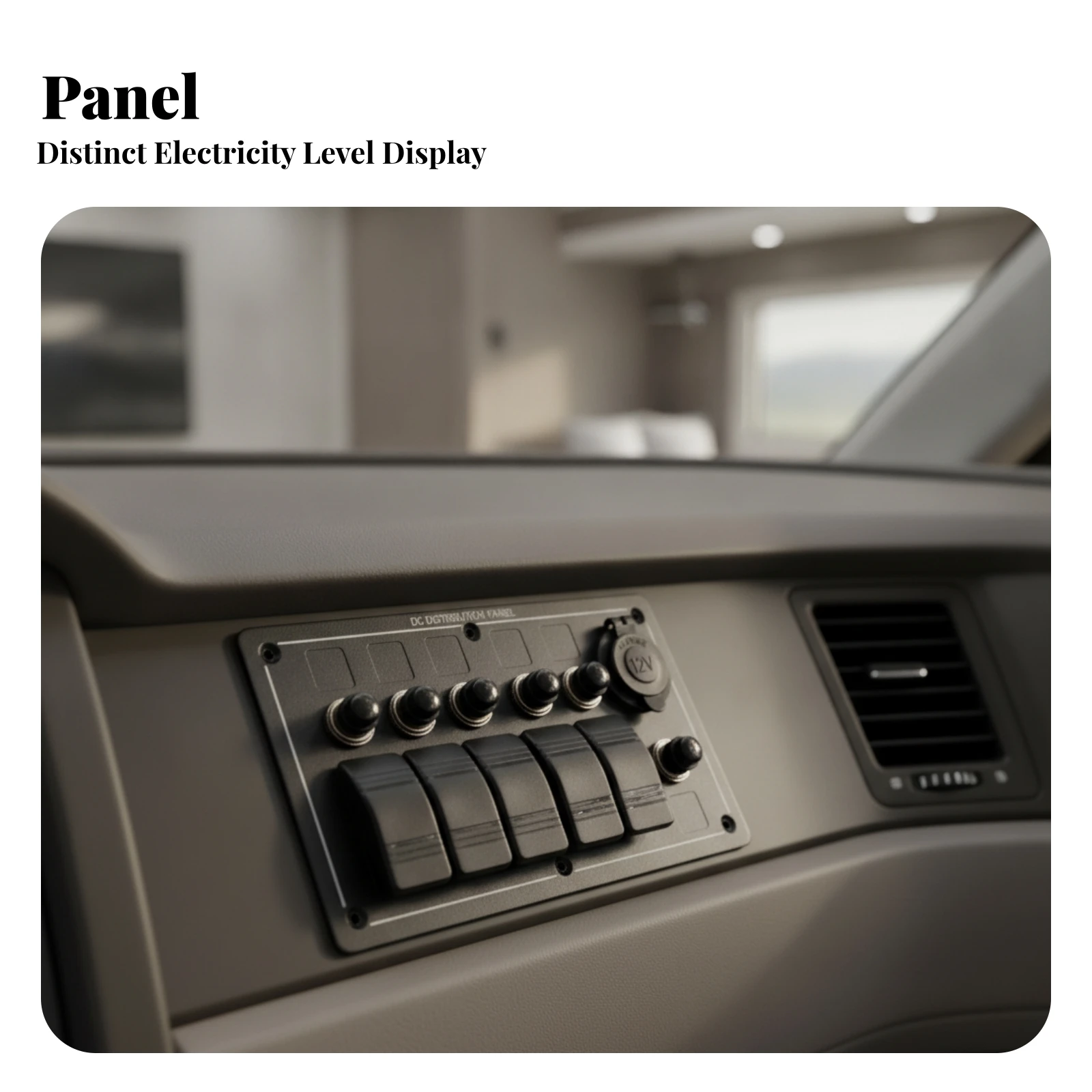 DC Distribution Panel Waterproof Aluminum Switch Panel with 12V Socket Compact Indicator Light for Boat Builders, RV Van