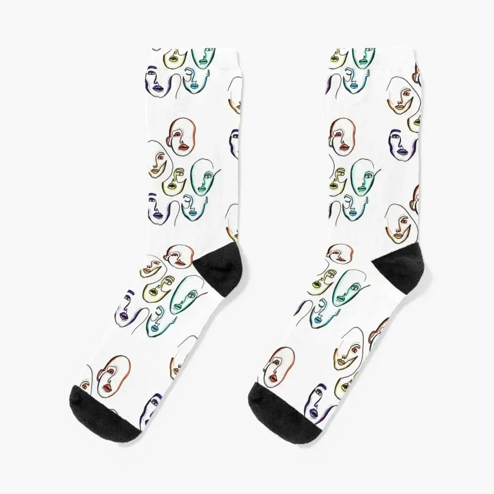 

Rainbow Faces Socks hockey set valentine gift ideas Men Socks Luxury Brand Women's
