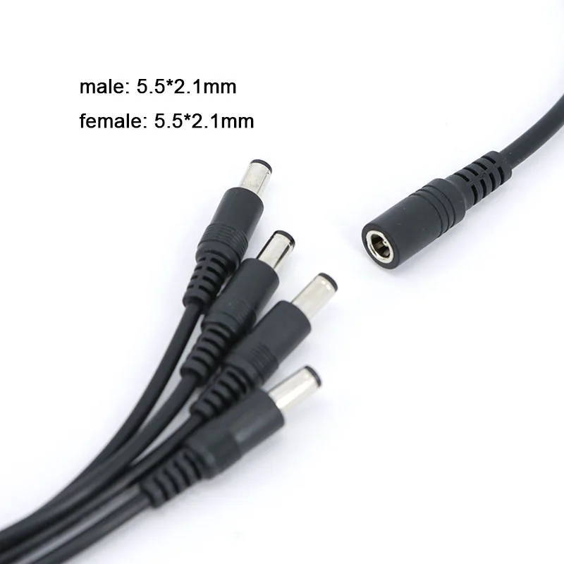 5pcs 70cm DC 1 Female to 4 way Male Splitter connector extend Cable 12V Power Supply Adapter 5.5*2.1mm for strip light 0.7m T1