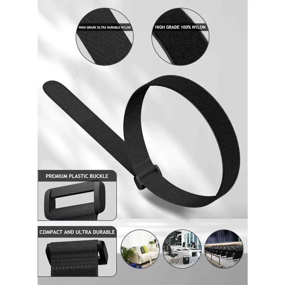 Reusable Hook and Loop Cinch Straps Nylon Cable Ties Organizer Adjustable Fastener Securing Cable Straps Cord Management