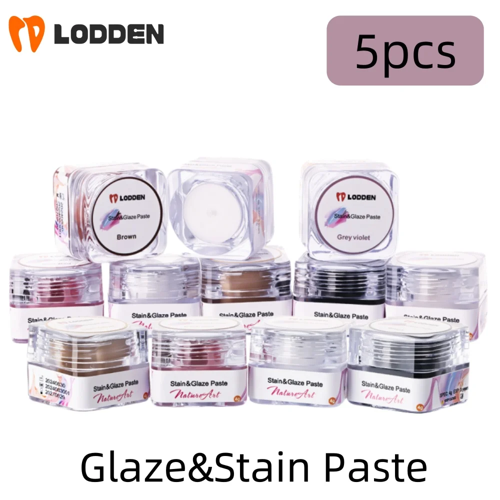 

5pcs Dental Stain & Glaze Paste Glaze-F Restoration Paste for all Ceramics Materials Dental Lab Materials 4g/bottle