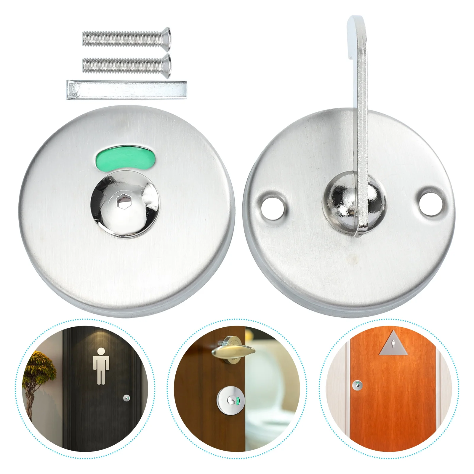 

Indicator Door Lock Stainless Steel Public Toilet Privacy Latch Vacant Engaged Sign Airport Mall Office