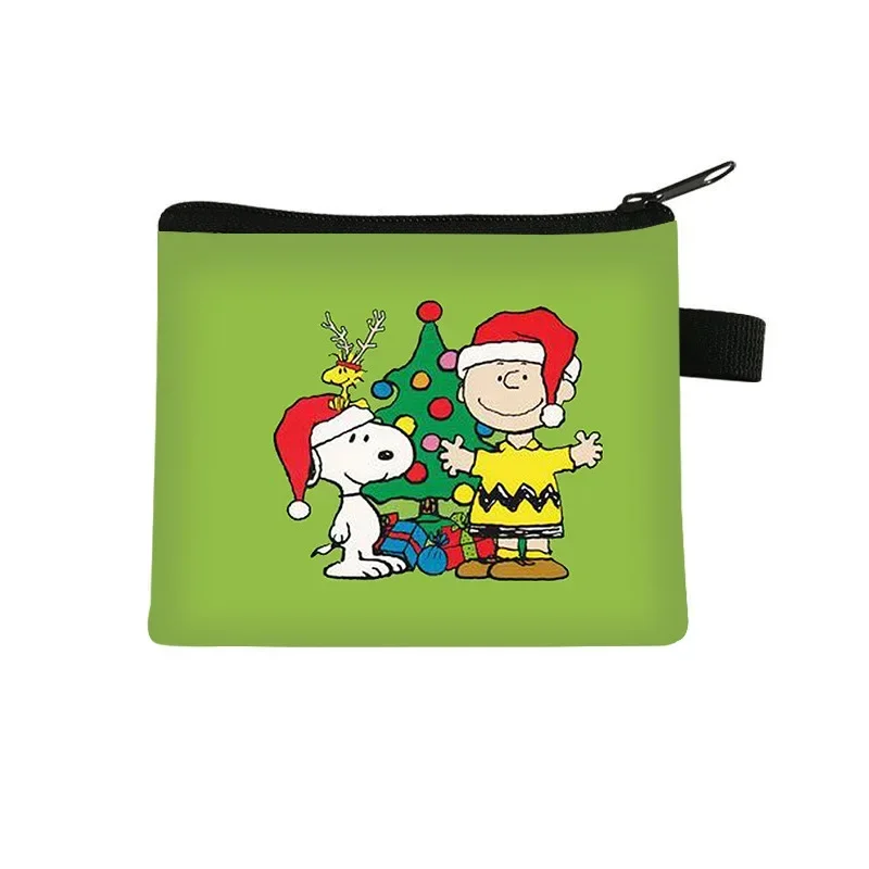 عيد الميلاد سنوبي تشارلي براون الأطفال الكرتون محفظة نسائية للعملات المعدنية لطيف الرسوم المتحركة محفظة صغيرة صبي فتاة صغيرة تغيير سماعة حقيبة التخزين