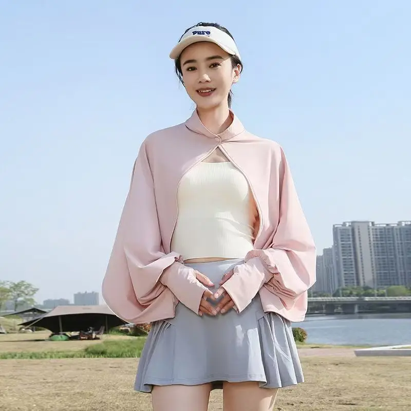 Women Breathable Ice Silk Stand Collar UV Sun Protection Shawl Summer Outdoor Cycling Driving Sports Lightweight Sun Blocking To
