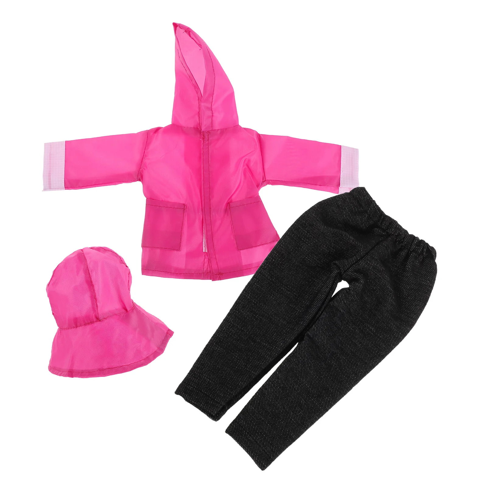 

1 set 1 Set 18 Inch Rain Gear Outfit Waterproof Hooded Slicker Jacket Pants Hat Pretend Play Clothing Accessory For Girls Travel