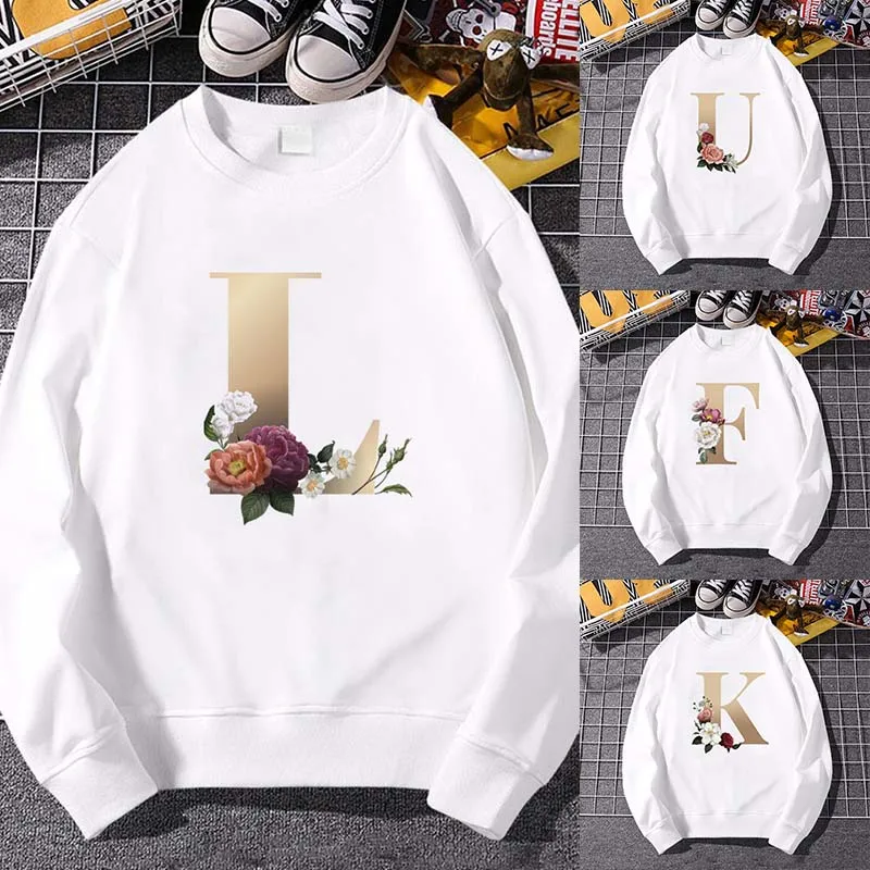 

Women Men Hoodies Casual Harajuku Gold Letter Printed A B C Hoodie Autumn Spring Sweatshirts Long Sleeve Tops Clothing Pullover