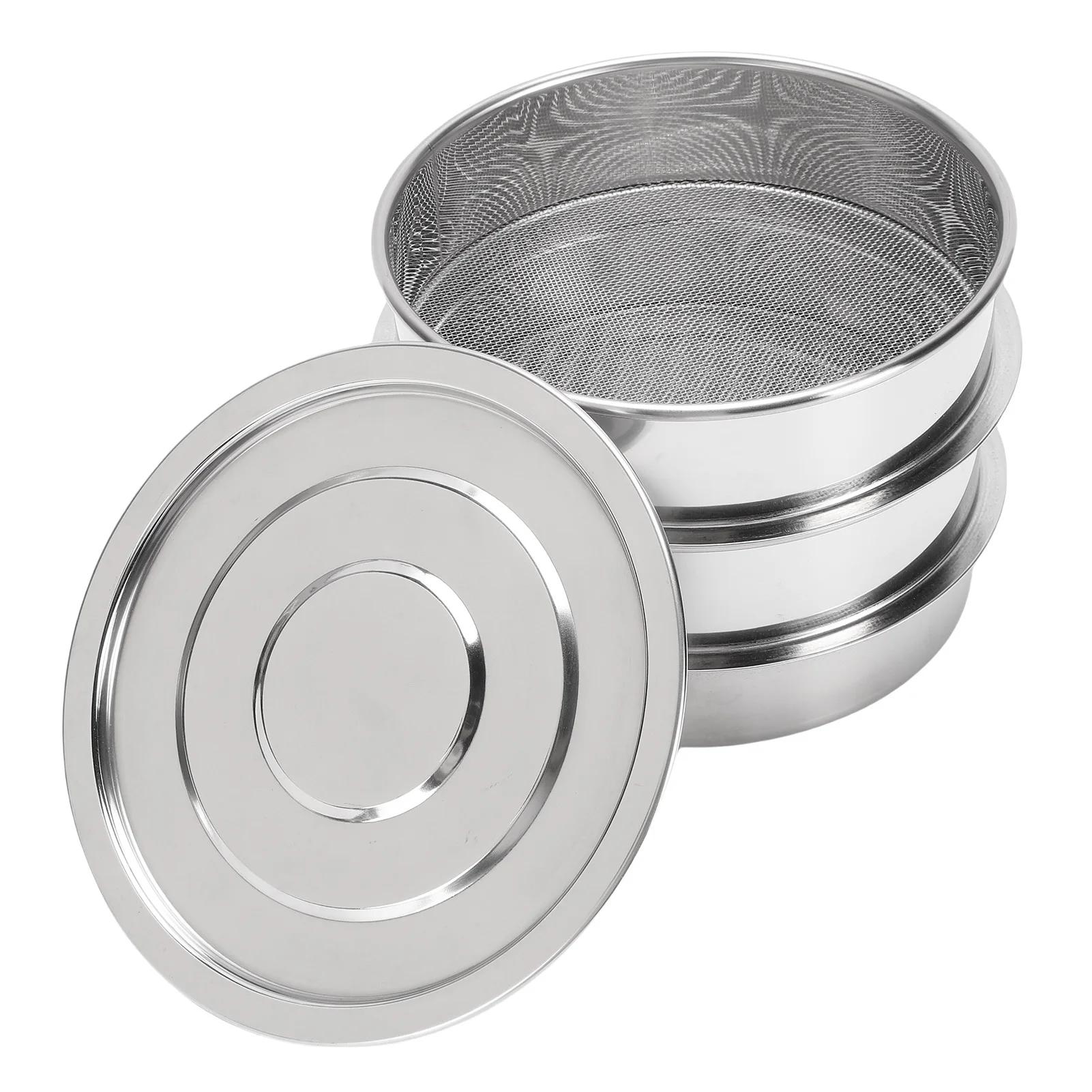 6,7 inch stapelbare kiemset van roestvrij staal met gaasbak en deksel voor bonen, erwten, broccoli en tarwe