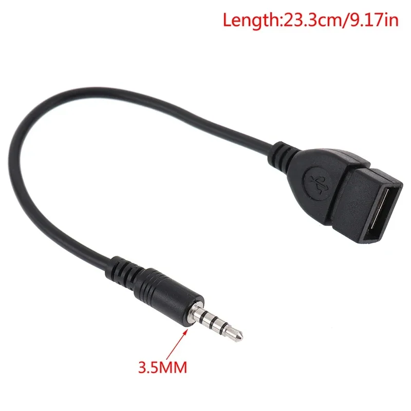 3.5mm Black Car AUX Audio Cable To USB Audio Cable Car Electronics for Play Music Car Audio Cable USB Headphone Converter