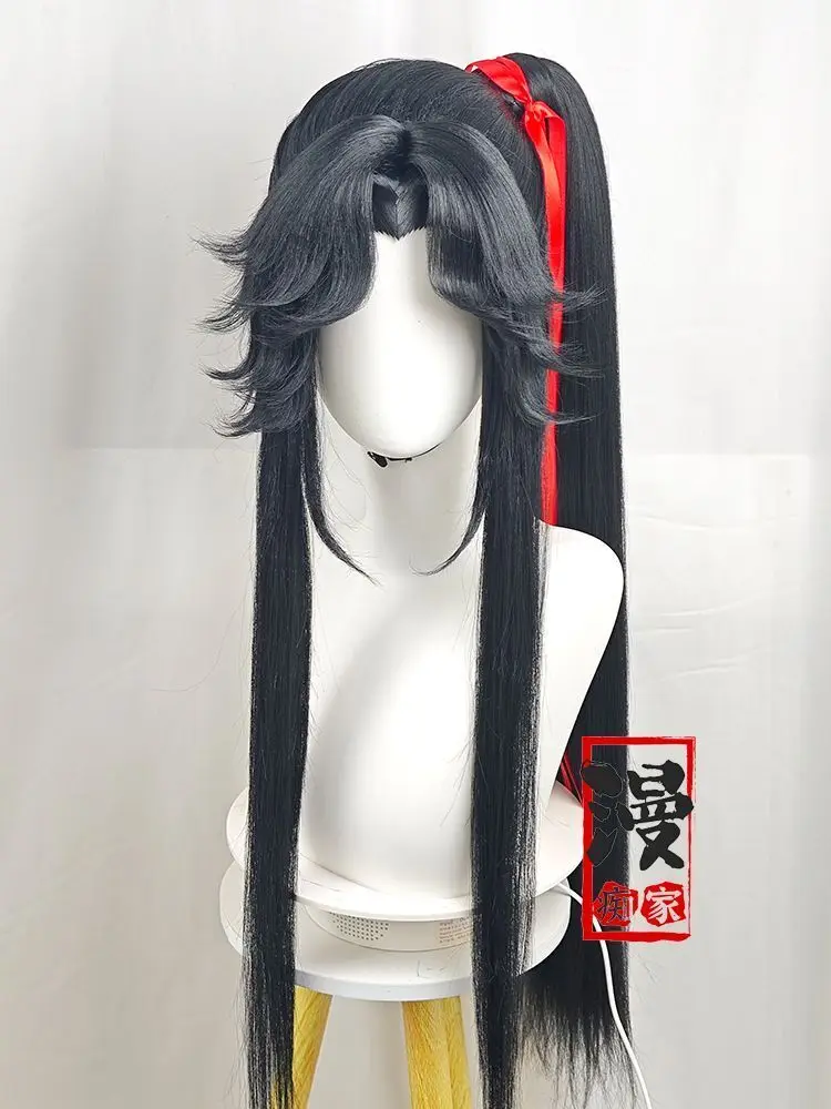 Wei Wuxian Styled Wig Grandmaster Of Demonic Cultivation MDZS Lan Wangji Black Long Ponytail Hairstyle Customized Wigs Props