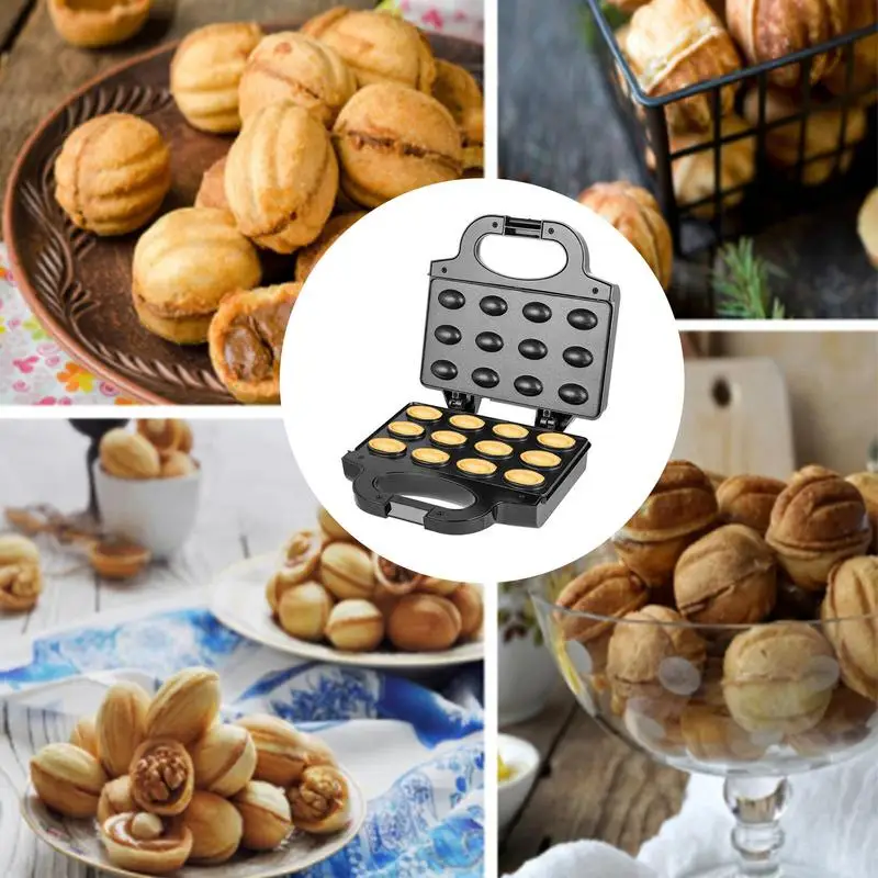 Double-Sided Heating Nuts Cookie Machine  Candy Maker wells griddle Walnut Mold Pastry Nut Walnut Cookie Baking for Breakfast