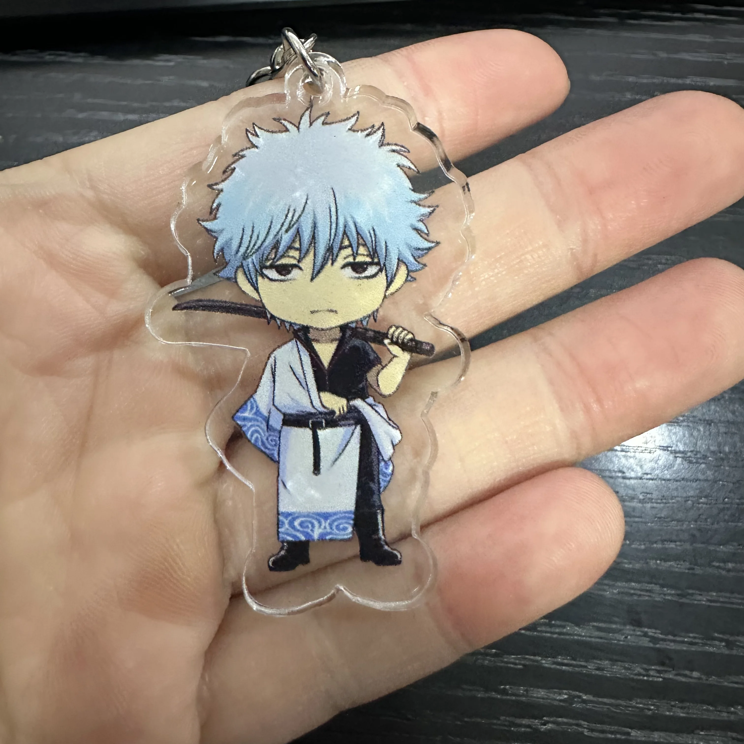 6CM Anime GINTAMA Figures Sakata Gintoki Katsura Kotarou Cosplay Acrylic Key Chains Bag Accessories Keyring Fans Christmas Gifts