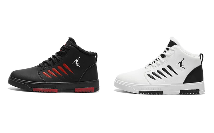 Herren Winter-Sneaker mit Fleecefutter, hohe Schnürschuhe mit Lederobermaterial, rutschfester Sohle, warme Freizeitschuhe für den täglichen Gebrauch. – Detail 2