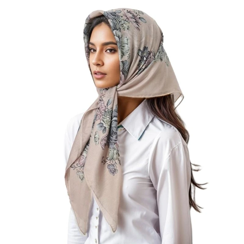

652F Stylish Flower Turkish Head Wrap Soft And Comfortable Hijab Head Scarf For Everyday Wear Ethnic Malay Head Covering