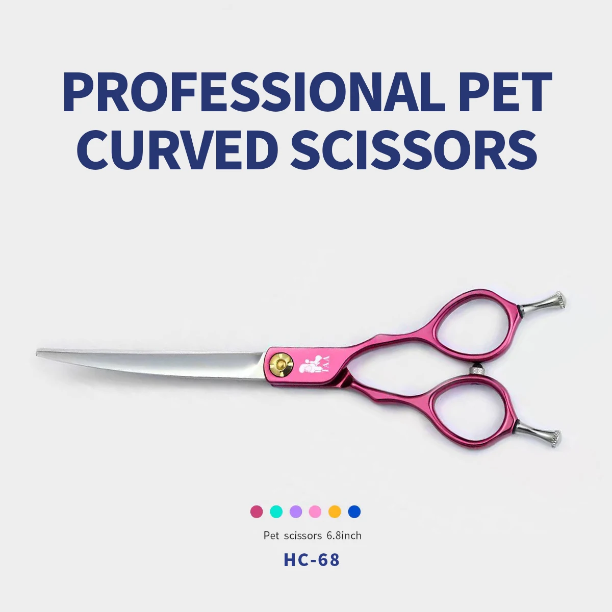 

Professional pet beauty scissors taa it split refined small curved scissors hc-68 dog cat round face artifact