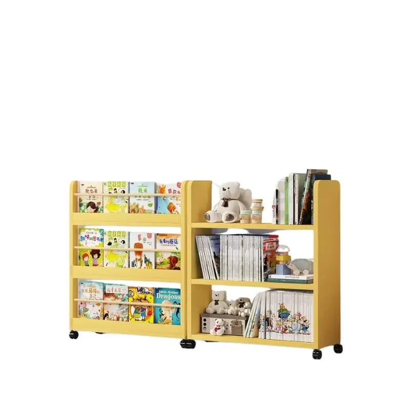 *d%Yellow Book Shelf Stand Holder Bedroom Items Display Indoor Toy Storage Magazine Creative Mueble Para Libros Library Furnitur