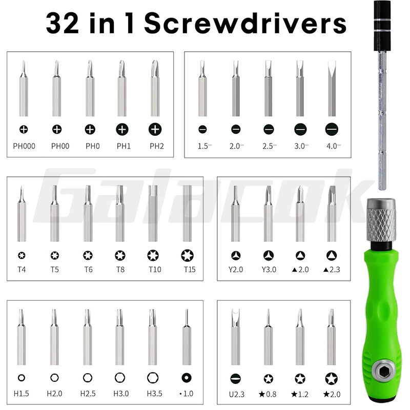 Jeu de tournevis multifonctionnels 32 en 1, Mini petit tournevis Torx Phillips, embout de tournevis magnétique, Kit d'outils de réparation portables
