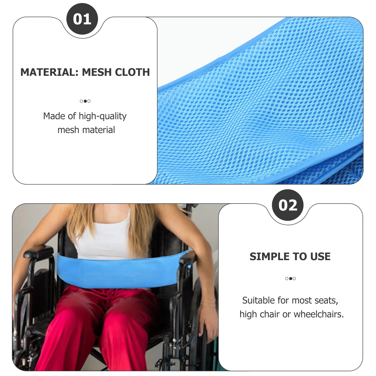 

1Pcs Safety Belt High-Quality Mesh Strap for Elder Patient Easy to Use Non-Slip Chair Belt for Wheelchairs
