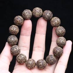 Natural Ebony Wood Bead Bracelet, Buddhist Meditation Rosary, Elastic Yoga Charm, Tibetan Lucky 15MM Beads And 18mm Bracelet