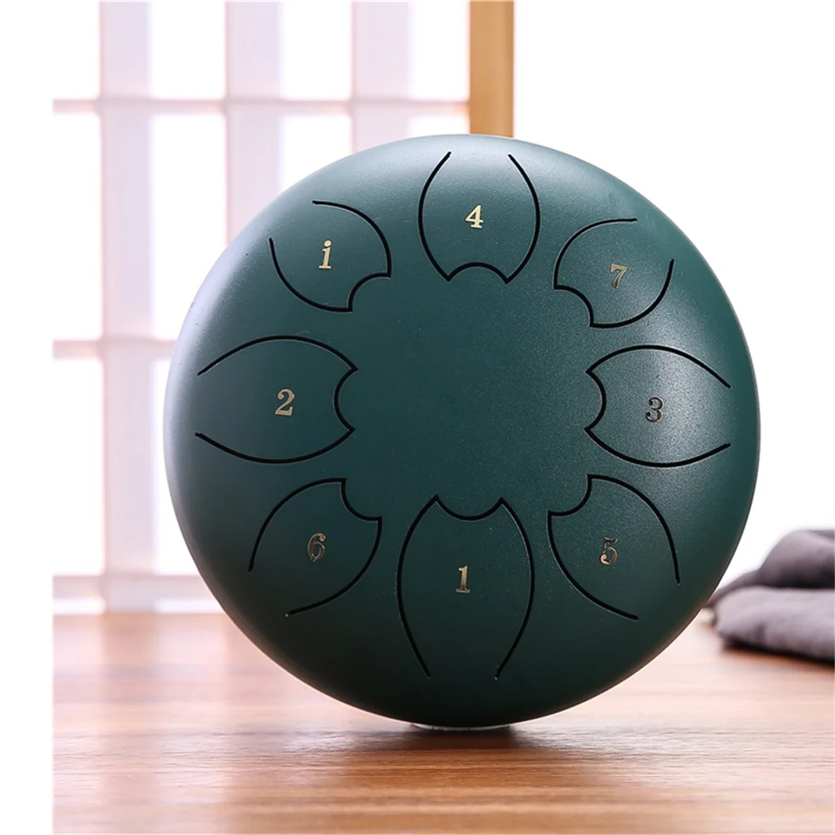 Rain Drum for Outside, Steel Tongue Drum 8Notes 6 Inches Chakra Tank Drum Steel Percussion Padded Mallets Green