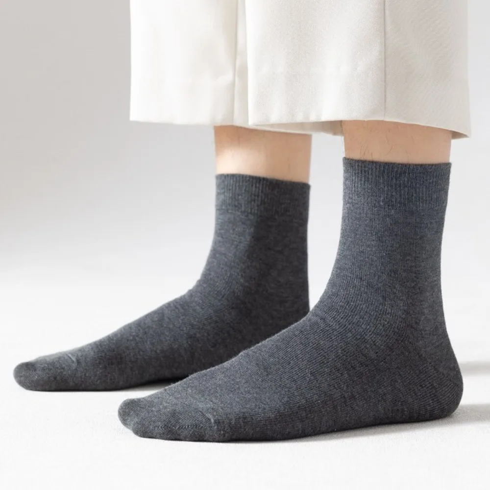 5Pairs Breathable Short Tube Socks Men Solid Color Simple Cotton Ankle Socks Sports Hosiery Mid-Calf Socks Outdoor
