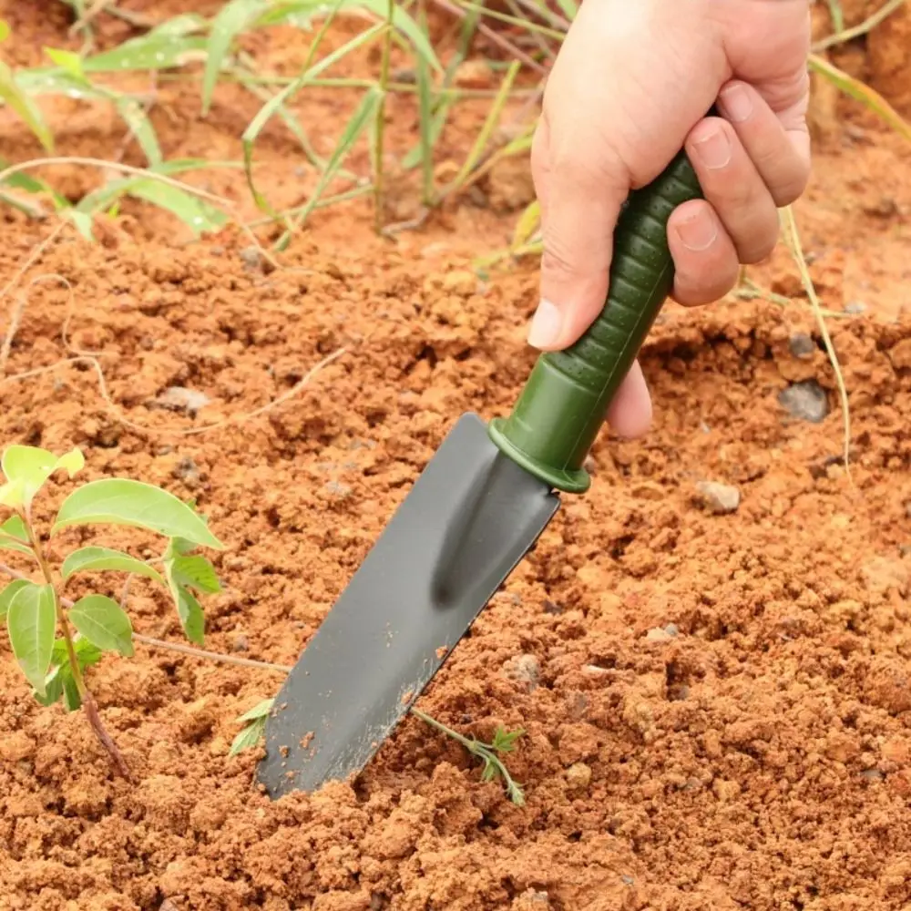 1/4pcs Non-Slip Handle Gardening Shovel Fork Rake Kit Small Hanging Hole Design Plants Shovel Metal Portable Three-tooth Harrow