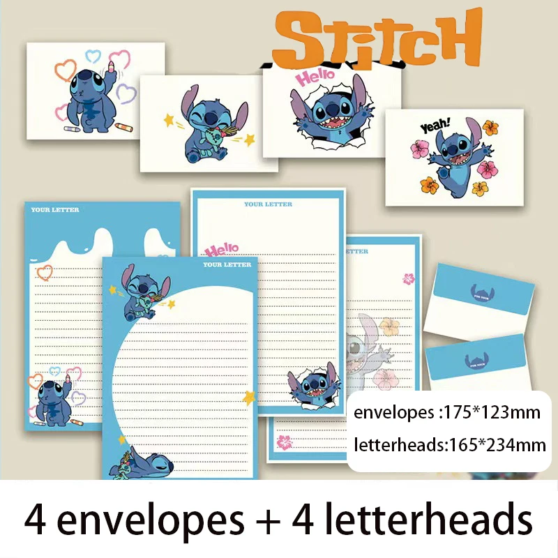 

4 шт./лот, конверт с вышивкой Диснея, фирменный бланк для девочек, пригласительный билет на день рождения, конверт, мультяшные открытки, писчая бумага для сообщений