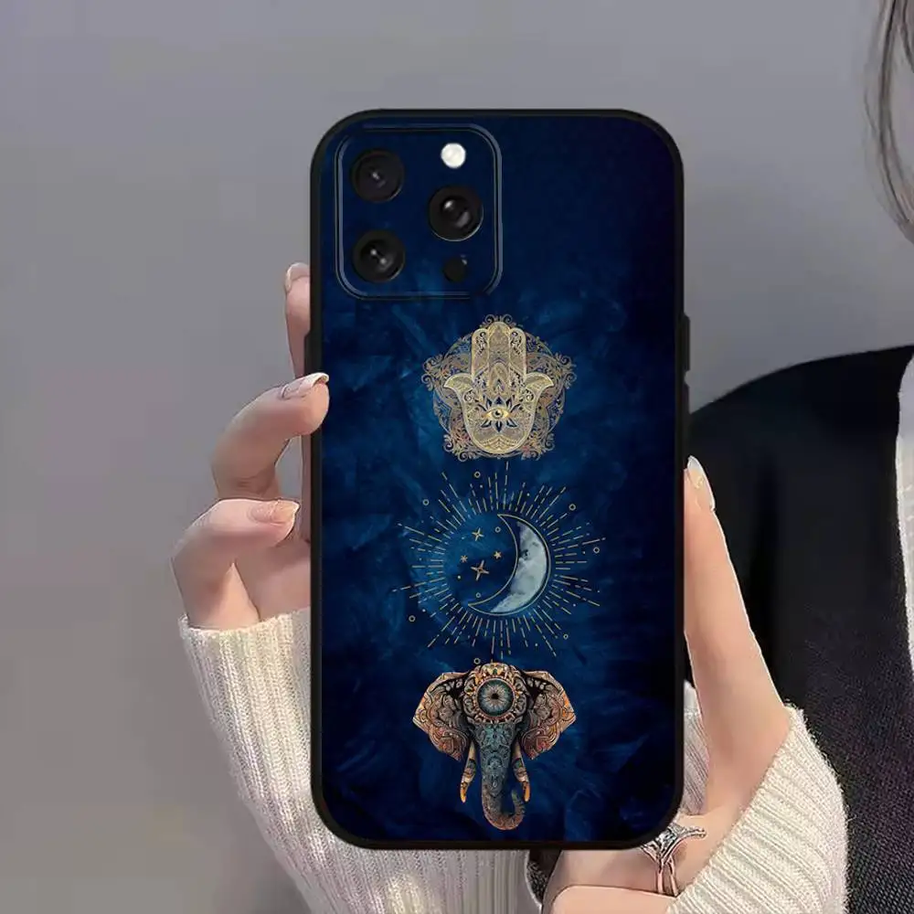 Enorme funda de teléfono con estampado completo de elefantes A-Animal para iPhone 11,12,15,16,17,13,14,Pro,Max,Plus,E,Mini,Air,SE4, funda suave negra