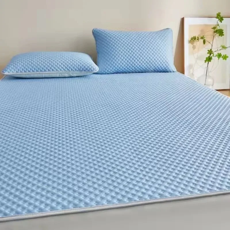 Summer Ice Silk Cooling Bed Sheet Foldable Massage Texture Washable Mattress Mat For Home Bedroom Air Conditioned Room Sleep