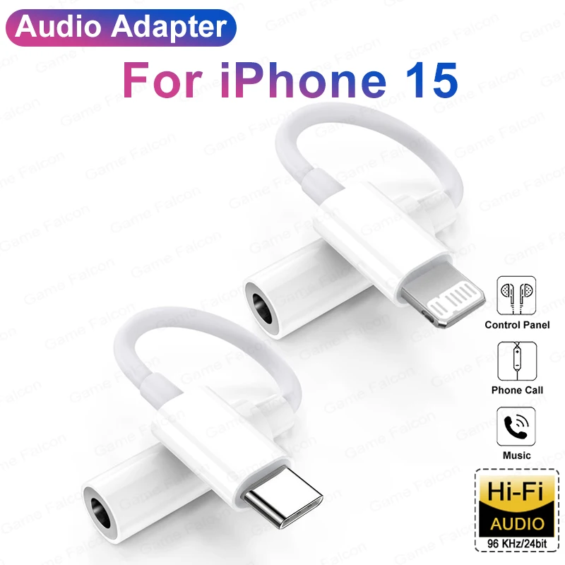 USB Type C Connector Audio Adapter For Apple iPhone 15 Pro Max 13 12 11 XS X 14 Pro Lightning To 3.5mm Jack Headphones Aux Cable