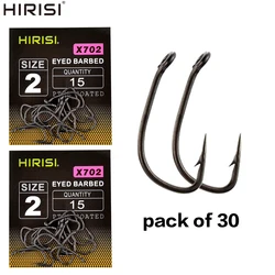30pcs PTFE Coated High Carbon Steel Barbed Fish Hook With Eye  Carp Fishing Accessories X702