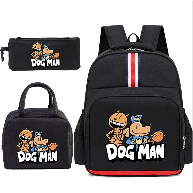 

Funny DOGMAN Backpack With Lunch Bag Pencil Bags 3Pcs Dogman Cartoon Print School Bags for Girls Boys Set Primary School Bookbag