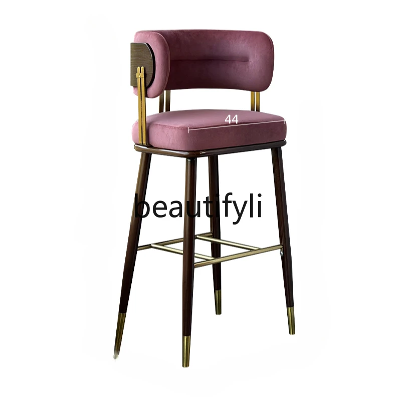 

Flannel solid wood backrest bar chair island chair bar chair